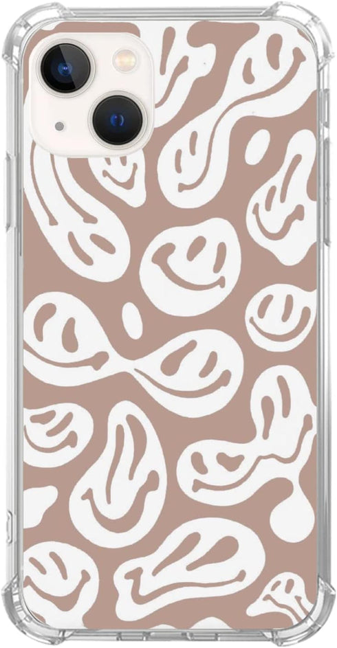 Trippy Smile Face Phone Case for iPhone 13, Cute Funny Melted Face Beige Case for Girls Women Boys Men, Unique Trendy TPU Bumper Case for iPhone 1...