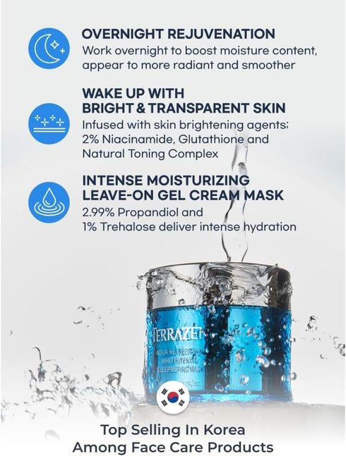 Korean Face Skin Care AQUA Recharge Whitening Sleeping Mask 80ml - Anti Wrinkle, Hydrating & Moisturizing Cream - Firming Night Mask...