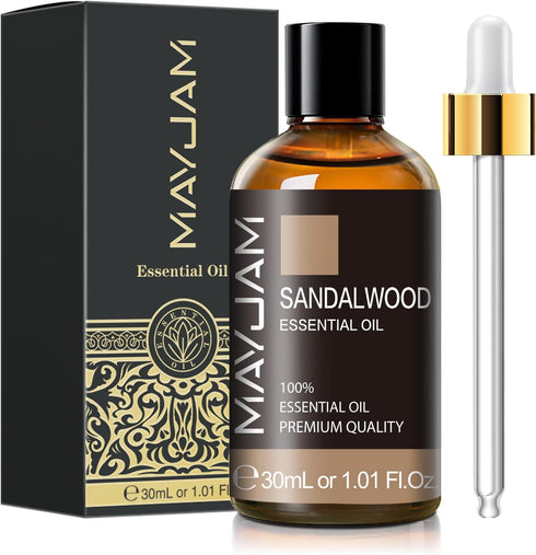 Sandalwood Essential Oil 1.01FL.OZ, MAYJAM Premium Aromatherapy Sandalwood Oil for Diffuser, Candle Making, Home Office Car Yoga Use, 30ML/Bottle...