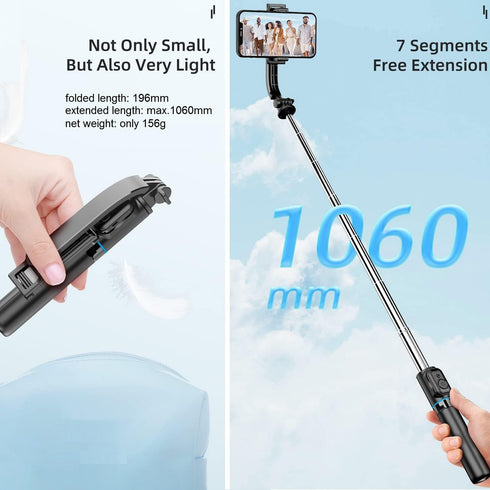 Selfie Stick with Tripod Stand and Remote - 42" Extendable Selfie Stick for iPhone 15 14 13 12 Pro Max Android Galaxy S23 S22 Portable Selfie Phon...