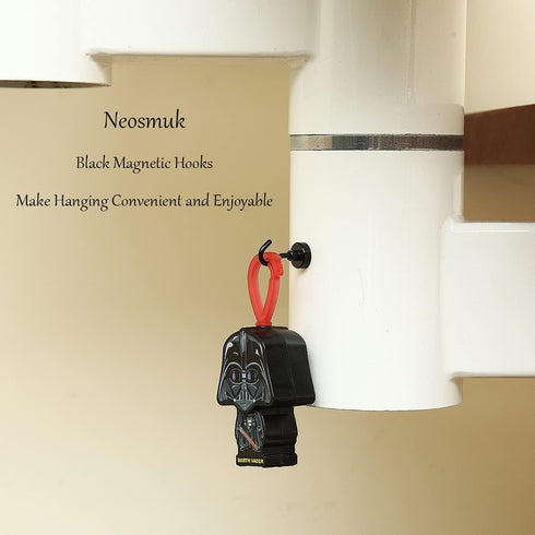 Neosmuk Black Magnetic Hooks,Heavy Duty Earth Magnets with Hook for Refrigerator, Extra Strong Cruise Hook for Hanging, Magnetic Hanger for Curtai...