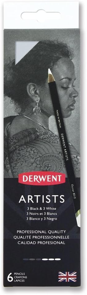 Derwent Artists Black & White Pencils, Set of 6 Art Pencils (2302342)...