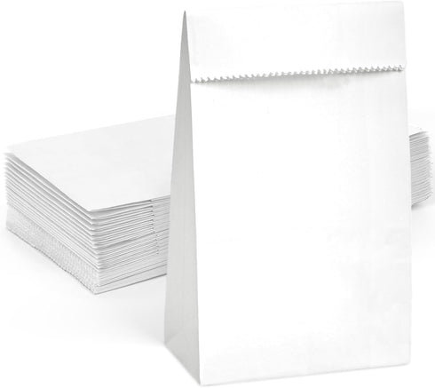 Small White Paper Bags, 50Pcs Small Kraft Paper Bags Snack bags Paper Lunch Bags for Baby Shower Wedding Party Favors DIY Crafts (1 LB 3.5x2.2x7”)...
