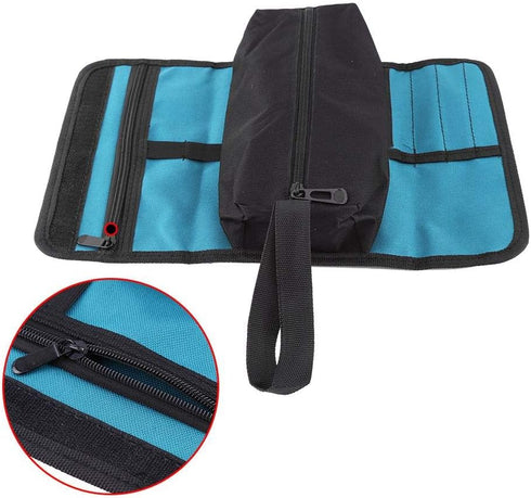 Tools Roll Holder Foldable Storage Bag Roll Up Tool Pouches for Professional Electrician Techincian Homeowner with Hand Strip...