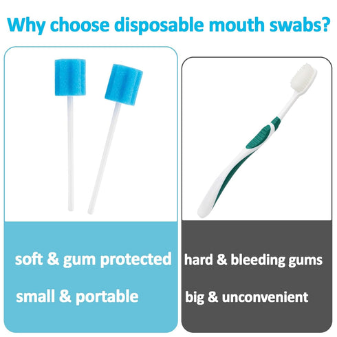 50 Oral Cleaner Swabs Disposable Sponge - Toothettes Mouth Swabs Swabsticks for Elderly Dry Mouth Waterless Toothbrushes on the go Mini Pet Childr...