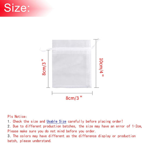 50Pcs White Organza Bags 3x4 Inch, Sheer Wedding Party Favor Bags with Drawstring, Jewelry Gift Bags Christmas Candy Pouches...