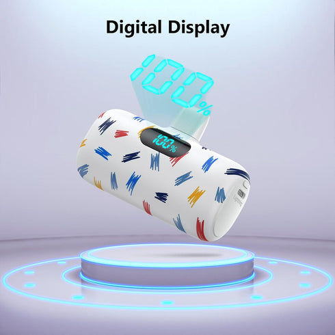 Small Portable Charger for iPhone,5000mAh Colorful Mini Power Bank,PD Fast Charging Portable Phone Charger,LCD Display Cute Battery Pack Compatibl...