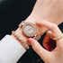 CdyBox Women Luxury Crystal Bracelet Watch Oval Dial Analog Quartz Wristwatch Girls Bangle Jewelry Watches Set (Rose gold)...
