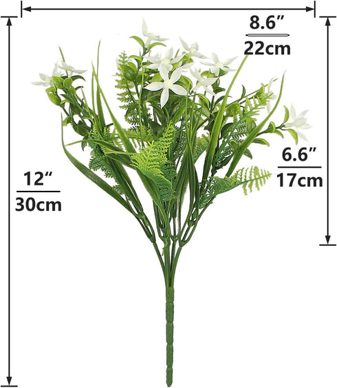 6Pcs Artificial UV Resistant Flowers Outdoor Fake Plants Flowers Star Jasmine White Greenery Plastic Flowers Farmhouse Plants Shrubs for Hanging P...