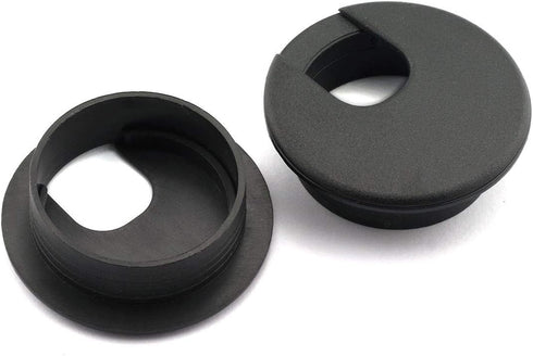 HJ Garden 2pcs 2 inch Desk Wire Cord Cable Grommets Hole Cover for Office PC Desk Cable Cord Organizer Plastic Cover Black...