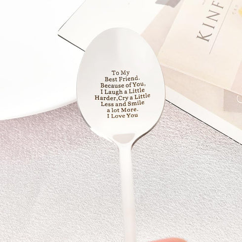 Friendship Spoon Gifts for Best Friend Anniversary Birthday Gift for Friends Friend Wedding Graduation Gifts for Bestie Engraved Stainless Steel S...