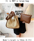 Women Faux Straw Bag Weave Tote Bag Summer Beach Bag Shoulder Bag Top Handle Bag Handbag 2 Pcs Set...