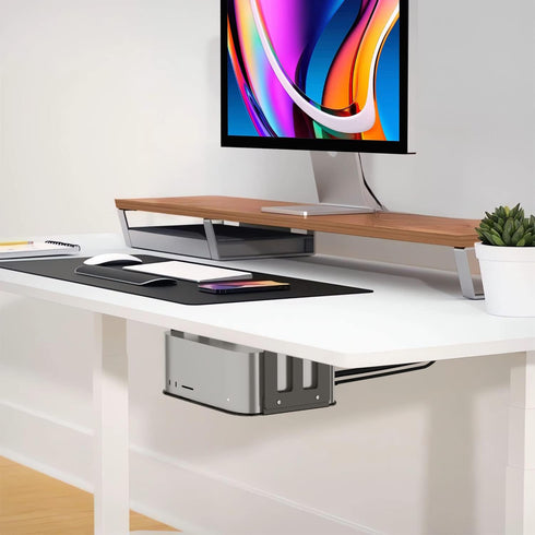 IFCASE Aluminum Under Desk Stand Mount for Mac Studio M2 M1 Max, Ultra with Anti-Scratch Pad (Black)...