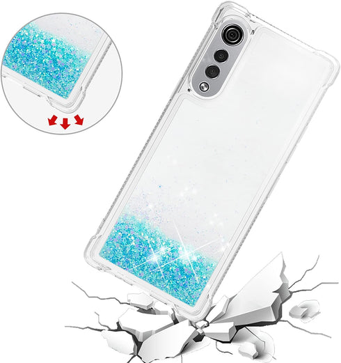 Compatible with LG Velvet Case, Glitter Case Bling Sparkle Liquid for Women Girls Luxury Flowing Quicksand Clear Phone Case Cover for LG Velvet Bl...