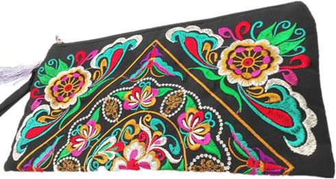 Clutch Purse, Embroidery Flower Clutch Handbag Evening Bags Handbags Wristlet Clutches Bag Wallet Summer Beach Bag for Women...