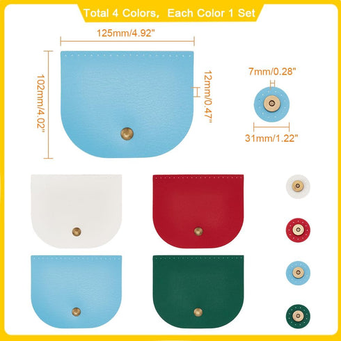 PandaHall 5 Colors Bag Flip Cover, Imitation Leather Bag Accessories Sew on Bag Cover Purse Making Supplies Hardware with Clasps for Bag Making DI...