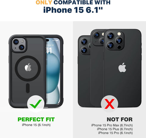 Diaclara Magnetic Designed for iPhone 15 Case, Compatible with MagSafe Built-in Touch Sensitive Anti-Scratch Screen Protector, with Camera Lens Pr...
