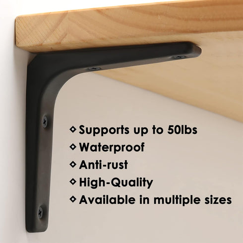 SAYAYO Black Shelf Bracket, 4 x 4 Inch Heavy Duty Iron Bracket Hanging Angle Brackets Shelf Support, 6 PCS...