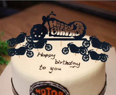 LaVenty 25 PCS Motorcycle Cake Topper Scooter Cupcake Toppers Motorcycle Happy Birthday Cake Topper for Man’s Birthday Party or Boy’s Birthday...