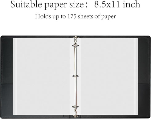3 Ring Binder 1 Inch Round Rings Durable Binder with Linen Cover Holds 8.5 x 19 inch Paper for School Office and Home, Moon Tree Black...