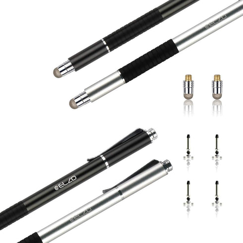 ELZO 3 in 1 Stylus, Disc Stylus Touch Screen Pens and Gel Pen Combo, 2 Pcs with 6 Replacement Tips for All Touch Screens Tablets and Cell Phones, ...