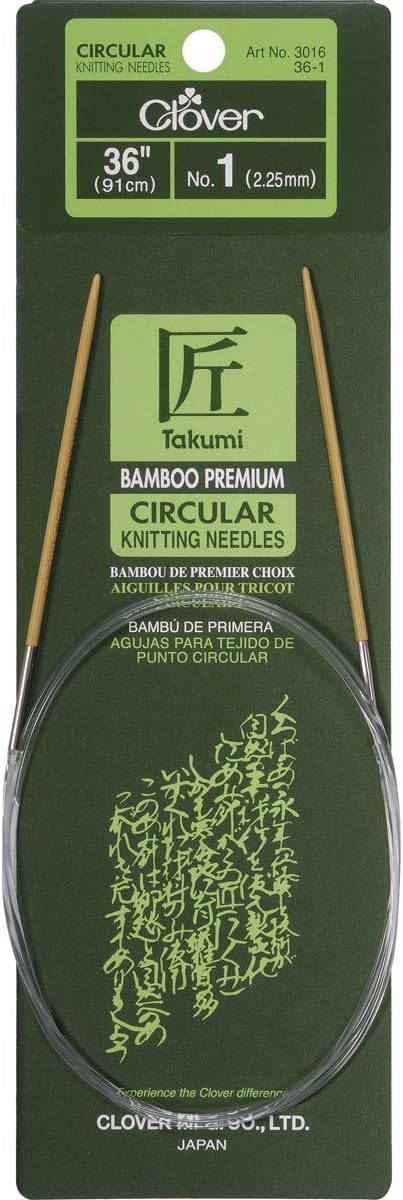Clover Takumi Bamboo Circular Knitting Needles, 36" No. 1 (2.25mm)...