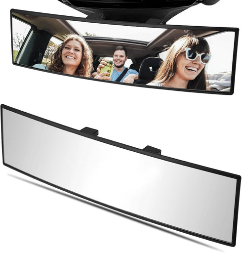 WSSROGY Car Rearview Mirror HD Glass 12 Inch Anti Glare Clip On Panoramic Wide Angle Car Interior Rear View Mirror Universal for Cars SUVs Trucks ...