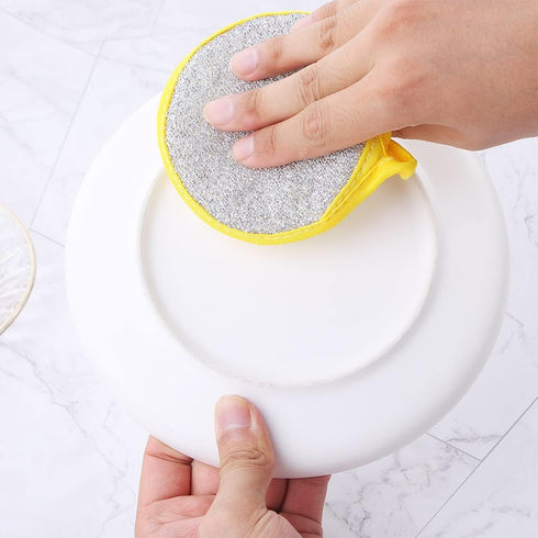 1pcs Durable Scrub Scouring Sponge Microfiber Scouring Scrubber Round Dish Washing Sponge Scrubber for Cleaning Dishes Pots,Random Color...