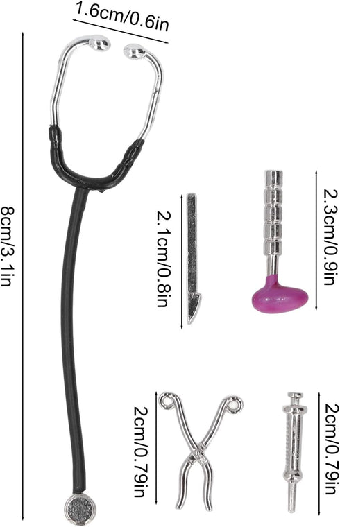 Dollhouse Stethoscope Set, Multipurpose 5Pcs Mini Medical Appliance Model for 1:12 Doll House...