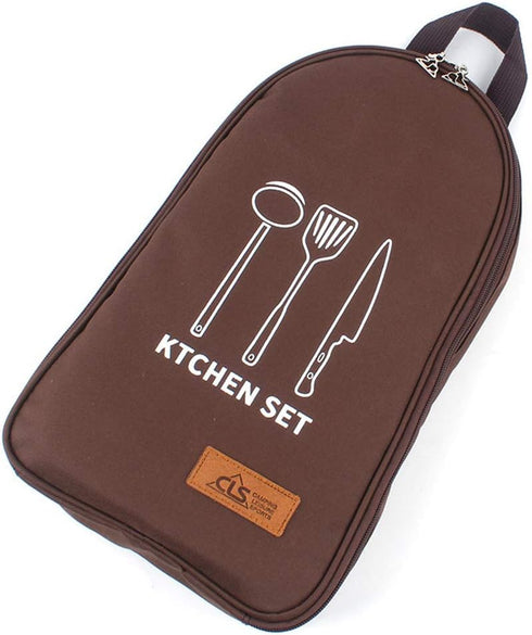 NatSumeBasics Camping Travel Cooking Utensils Organizer Travel Bag Portable Pouch for BBQ Camp Cookware Kitchen Kit (Only 1pc Brown Bag)...