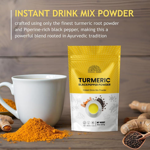 Turmeric Curcumin with Black Pepper Powder 227g (8oz) - Instant Drink Mix Powder Turmeric Curcumin...