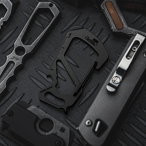 KeyUnity KS00BK Carabiner Clip Multitool Stainless Steel 7 Tools in 1 | Quick Release Clasp | Wrench | Cross Screwdriver | Slotted Screwdriver | B...