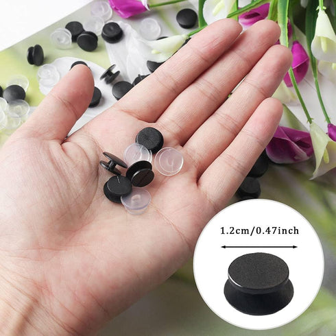 200 PCS Buckle Plastic Button, 2 Colors Shoe Charm Buttons Round Buttons DIY Shoes Charm Accessories for Kids, Wristband Charm Backs(Black, Transp...