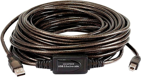 Monoprice USB 2.0 Extension Cable - USB Type-A to USB Type-B, Male to Male, Active, 28/24AWG, 49 Feet, Black...