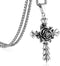 Rose Cross Pendant Necklace for Women Stainless Steel Link Chain Jewelry 21.65"...