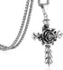 Rose Cross Pendant Necklace for Women Stainless Steel Link Chain Jewelry 21.65"...