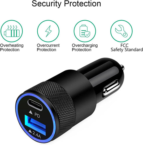 30W USB C Car Charger, Dual Ports Fast PD Type C Car Charger Adapter Rapid Plug for iPhone 15 14 13 12 11 Mini Pro Max SE Xs Xr X 8 Plus, Samsung ...