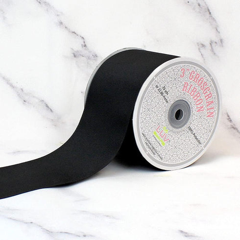 Creative Ideas 3" Solid Grosgrain Ribbon, 25 yd, Black...
