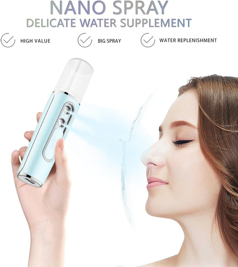 Nano Facial Mister, Cool Mist Face Steamer with 2 Spray Nozzle, USB Rechargeable, Visual Water Tank, Nano Mister for Eyelash Extensions, Skin Care...