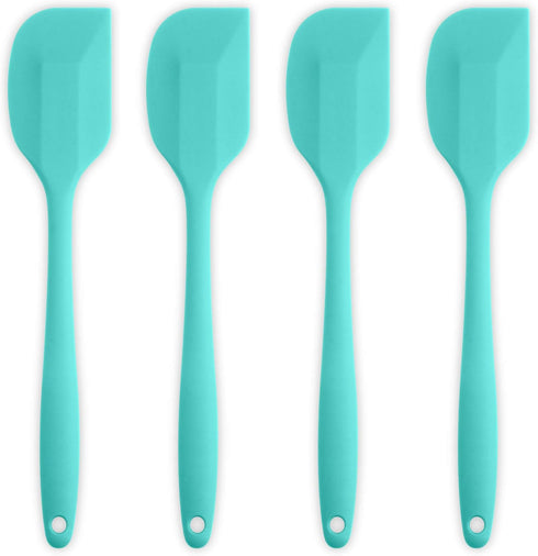 Silicone Spatula 4-piece Set, Heat-Resistant Non-stick Rubber Spatulas with Stainless Steel Core, Light Blue...