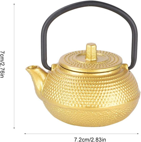 Japanese Cast Iron Teapot, Cast Iron Teapot Gold, Japanese Tetsubin Tea Kettle, 50ml Mini Teapot Kettle, Traditional Japanese Teapot with Handle...
