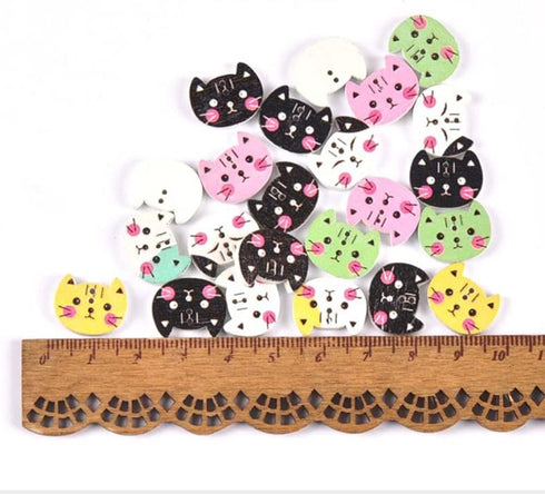 AKOAK 50 Piece 2-Holes Wood Buttons, Cat Buttons - for Hand Scrapbooking, Sewing, Costume Decorating, DIY Craft Making (A-01, Cat)...