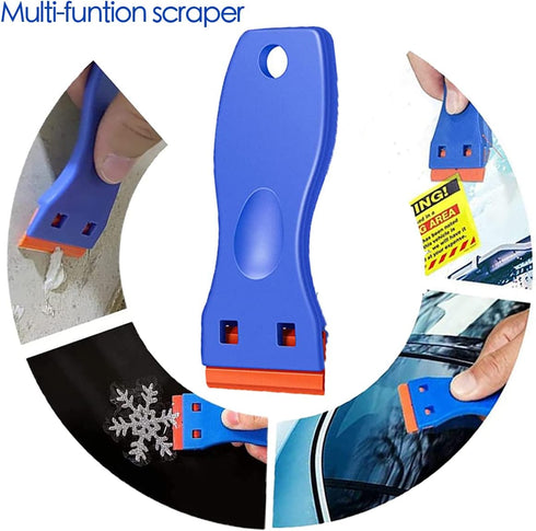 3Pack Plastic Razor Blades Scraper Tool (1Spatula)10 Double Edged blades,No Scratch Sticker Removal Scraper for Cleaning Adhesive Label Decal Glue...