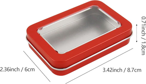 Vagocom 2pcs Empty Storage Boxes with Transparent Window,3.42x2.36x0.71inch / 8.7x6x1.8cm Small Metal Container Box with Lids for Storage Seed,Mat...