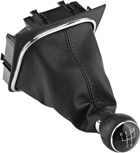 Qiilu 5 Speed Car Gear Shift Knob Boot Gearstick Gaiter Kit Manual/Auto Gear Shifter Boot Cover Replacement for Golf 6 MK5 MK6 2005-2014...