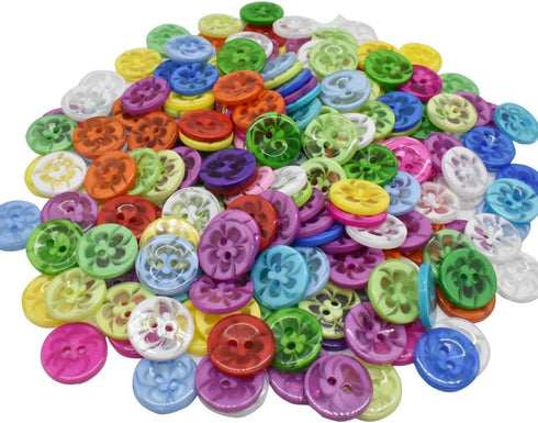 14mm 200Pcs Sewing Buttons Mixed Flower Shape 2 Holes Resin Buttons for DIY Craft Supplies Handmade Sewing Shirt...