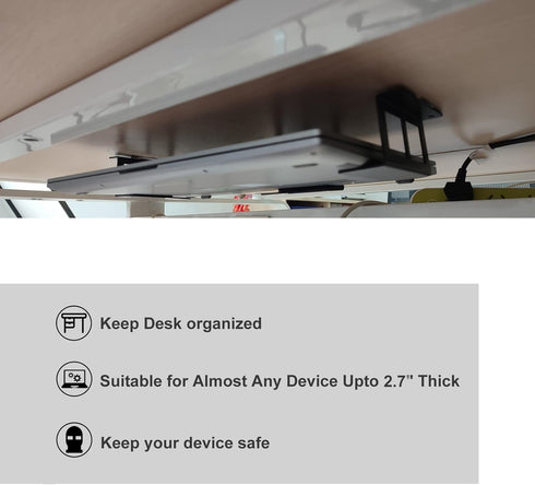 PIAOLGYI Under Desk Laptop Holder Mount with Screw,Bracket Devices Upto 2.7" Under Desk Mount for PS4,Xbox Series S,Xbox One S,Cable box,Laptop & ...