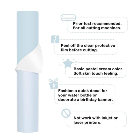 TECKWRAP 001 Vinyl Matte Permanent Adhesive Vinyl for Craft Decal Projects 12" x 10ft, Matte Baby Blue...