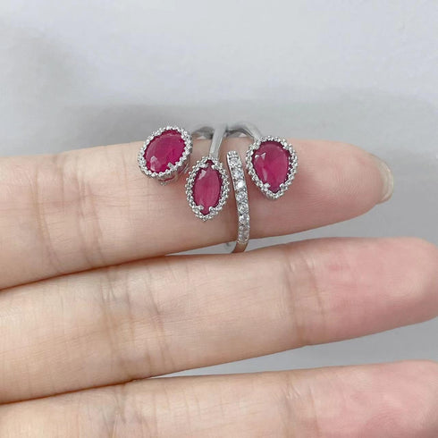 Shiny Diamond Teardrop Open Statement Ring for Women Girls Rhinestone CZ Crystal Leaf Climber Wrap Finger Band Engagement Promise Rings Bands Fash...