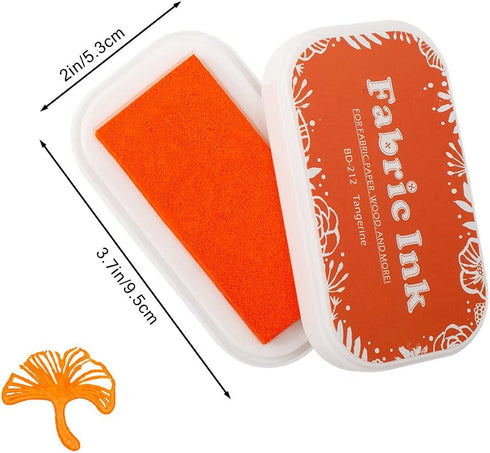 Fabric Ink Pads for Rubber Stamps, Washable Craft Ink Pads for Card Making Scrapbook, Permanent Ink Pad for Wood, Paper, 3.7 x 2.1" (Orange, 212)...